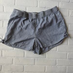 Madewell Women's 100% Cotton Blue White Striped Pull On Shorts sz XL